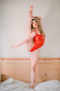 Rolling Fierce Bodysuit - Red Mesh 10 Rolling Fierce Bodysuit - Red Mesh -Radd Pole Wear Shop DSC08216