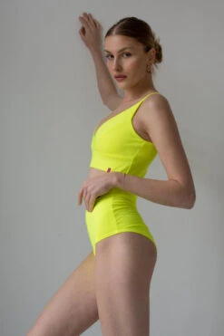 Pole Addict Scrunch Butt Basic High Waist Shorts - Neon Yellow -Radd Pole Wear Shop DSC 4277