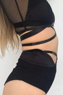 Lunalae Claire Cut Out High Waisted Bottoms - Recycled Black Mesh 9 Lunalae Claire Cut Out High Waisted Bottoms - Recycled Black Mesh -Radd Pole Wear Shop Drop4Wholesale MeshRelease side