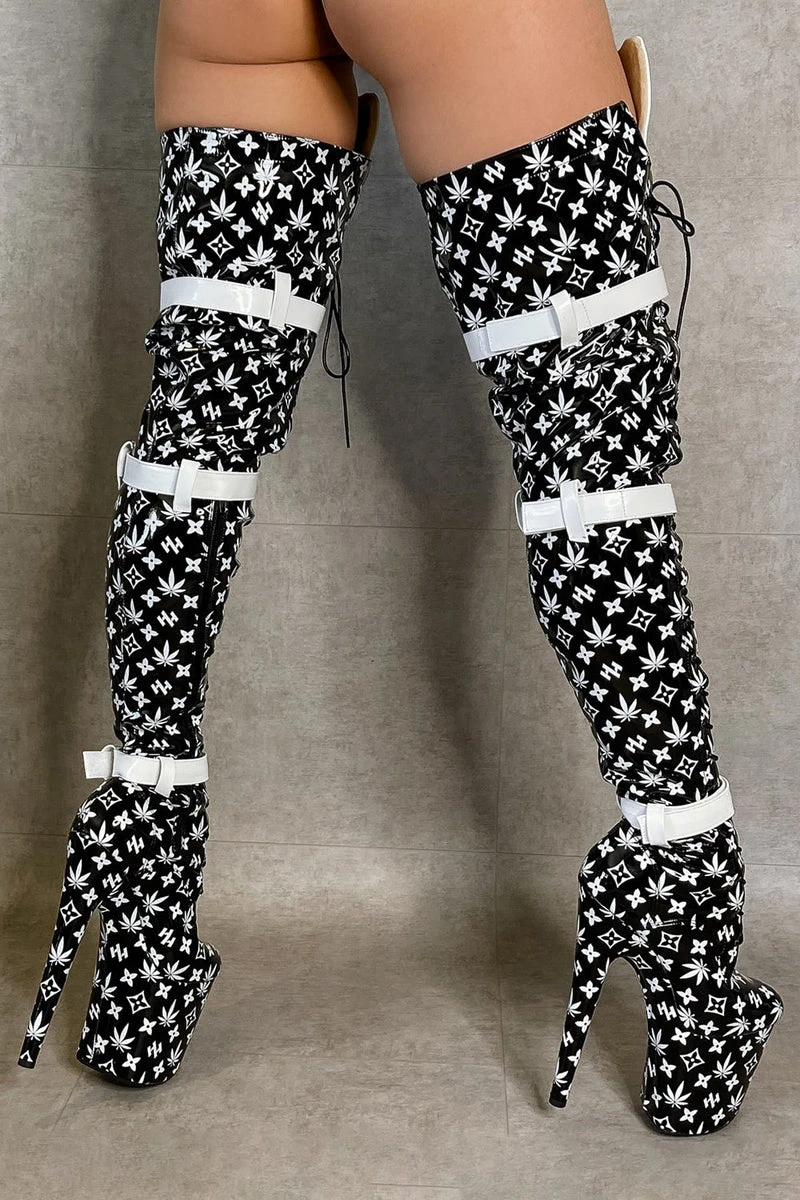 Hella Heels Branded Thigh High 8inch Boots - Black 9 Hella Heels Branded Thigh High 8inch Boots - Black - Image 7