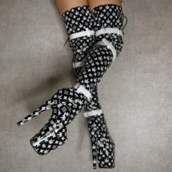 Hella Heels Branded Thigh High 8inch Boots - Black 30 Hella Heels Branded Thigh High 8inch Boots - Black -Radd Pole Wear Shop EmpireKicksBrandedblack8inchpoledancethighhighboot 4