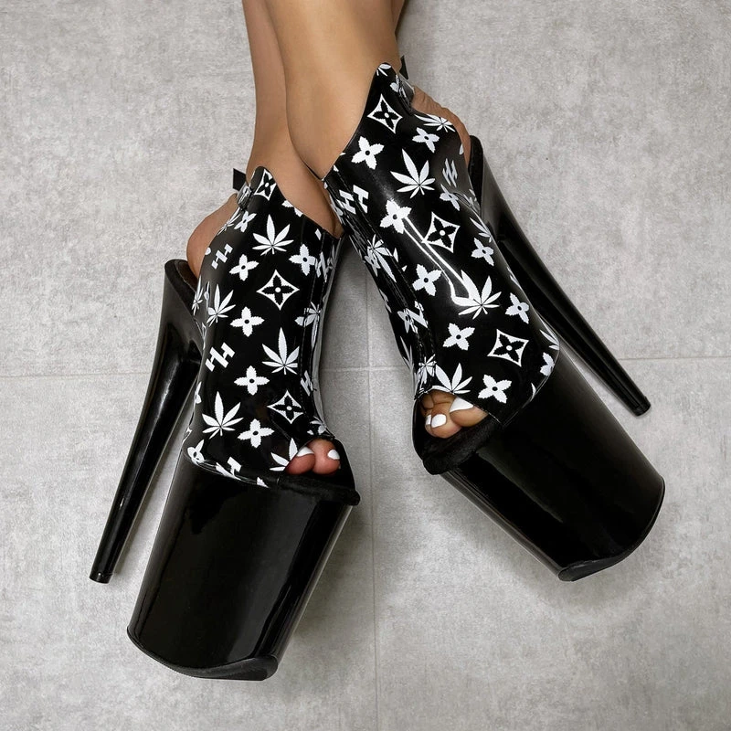 Hella Heels Branded Shield 8inch Stilettos - Black/Black 7 Hella Heels Branded Shield 8inch Stilettos - Black/Black - Image 5