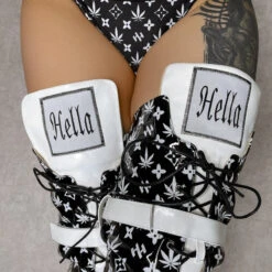 Hella Heels Branded Thigh High 8inch Boots - Black 25 Hella Heels Branded Thigh High 8inch Boots - Black -Radd Pole Wear Shop EmpireKicksBrandedblackpoledancethighhighboot 3