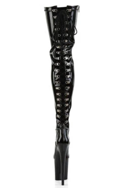 Pleaser USA Flamingo-3063 8inch Thigh High Pleaser Boots - Patent Black -Radd Pole Wear Shop FLAM3063 B MBack