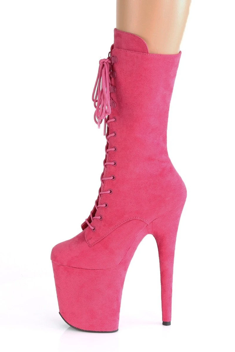 Pleaser USA Flamingo-1050FS Faux Suede 8inch Pleaser Boots - Hot Pink 7 Pleaser USA Flamingo-1050FS Faux Suede 8inch Pleaser Boots - Hot Pink - Image 5