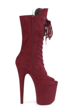Pleaser USA Flamingo-1051FS Faux Suede 8inch Peep Toe Pleaser Boots - Burgundy -Radd Pole Wear Shop FLAMINGO 1051FS BYFS M13