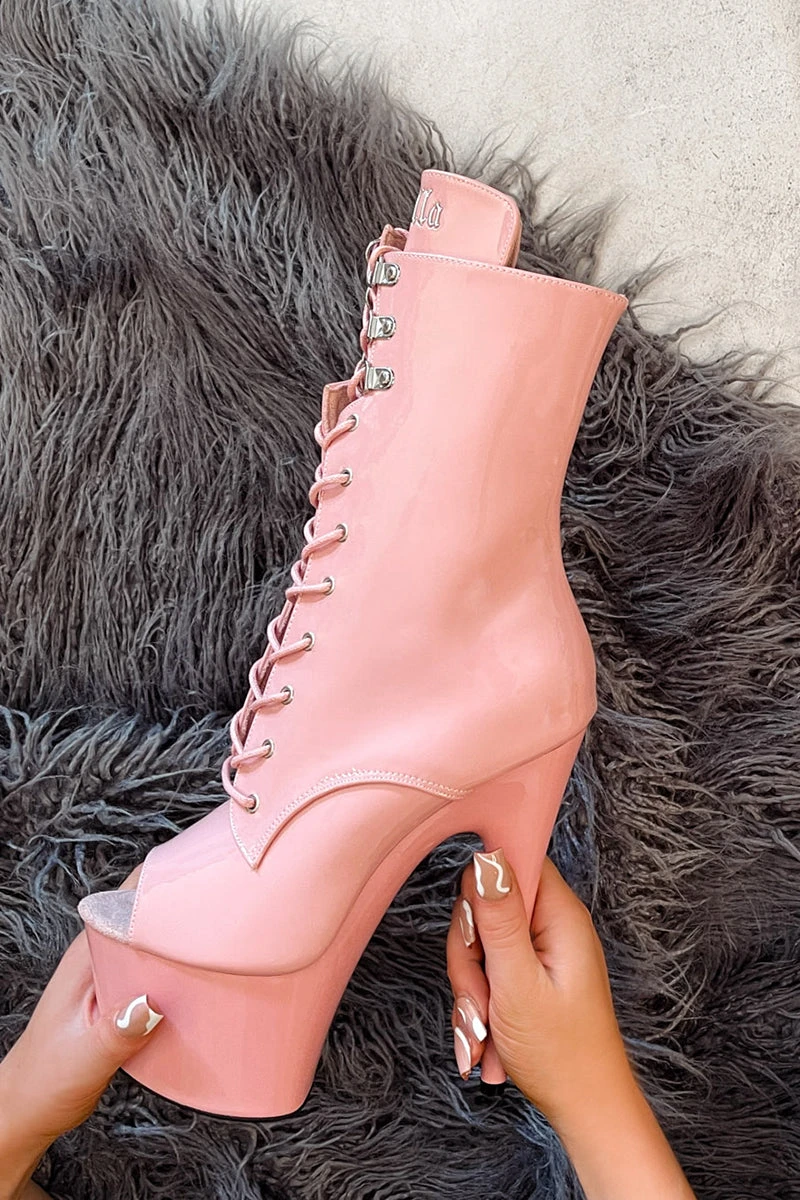 Hella Heels LipKit Open Toe 7inch Boots - Candy Shop 3 Hella Heels LipKit Open Toe 7inch Boots - Candy Shop