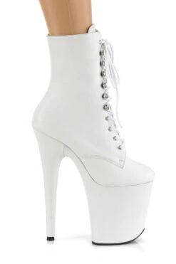 Pleaser USA Flamingo-1020LWR 8inch Real Leather Boots - Matte White -Radd Pole Wear Shop Flam1020LWRWhiteSide1