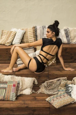 Paradise Chick Frankie Wrap Top - Black 13 Paradise Chick Frankie Wrap Top - Black -Radd Pole Wear Shop Garter Short Black 02