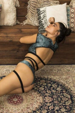 Paradise Chick Frankie Wrap Top - Petrol 14 Paradise Chick Frankie Wrap Top - Petrol -Radd Pole Wear Shop Garter Short Petrol 05