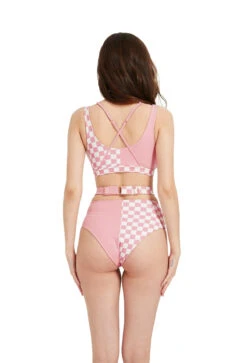 Hamade Activewear Patchwork Bottoms - Checkered Light Pink -Radd Pole Wear Shop HM 13 1
