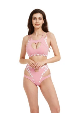 Hamade Activewear Heart Cut Out Top - Checkered Light Pink 13 Hamade Activewear Heart Cut Out Top - Checkered Light Pink -Radd Pole Wear Shop HM 14
