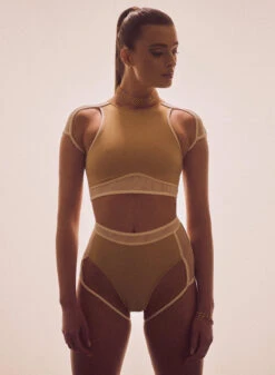 Hamade Activewear Mesh-side Garter Bottoms - Beige 6 Hamade Activewear Mesh-side Garter Bottoms - Beige -Radd Pole Wear Shop HM 68