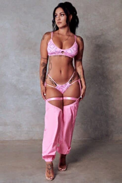 CXIX 119 High-Rise Thong Bottoms - Pink Print 19 CXIX 119 High-Rise Thong Bottoms - Pink Print -Radd Pole Wear Shop Hi Rise Thong Monogram Pink Dance 119