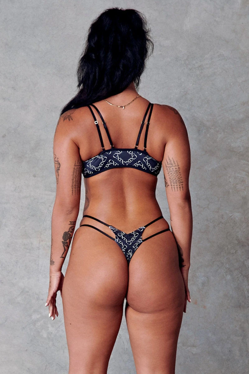 CXIX 119 High-Rise Thong Bottoms - Black Print 4 CXIX 119 High-Rise Thong Bottoms - Black Print - Image 2