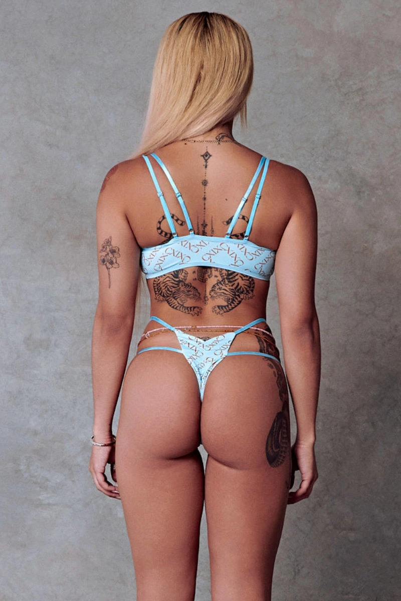 CXIX 119 High-Rise Thong Bottoms - Blue Print 4 CXIX 119 High-Rise Thong Bottoms - Blue Print - Image 2