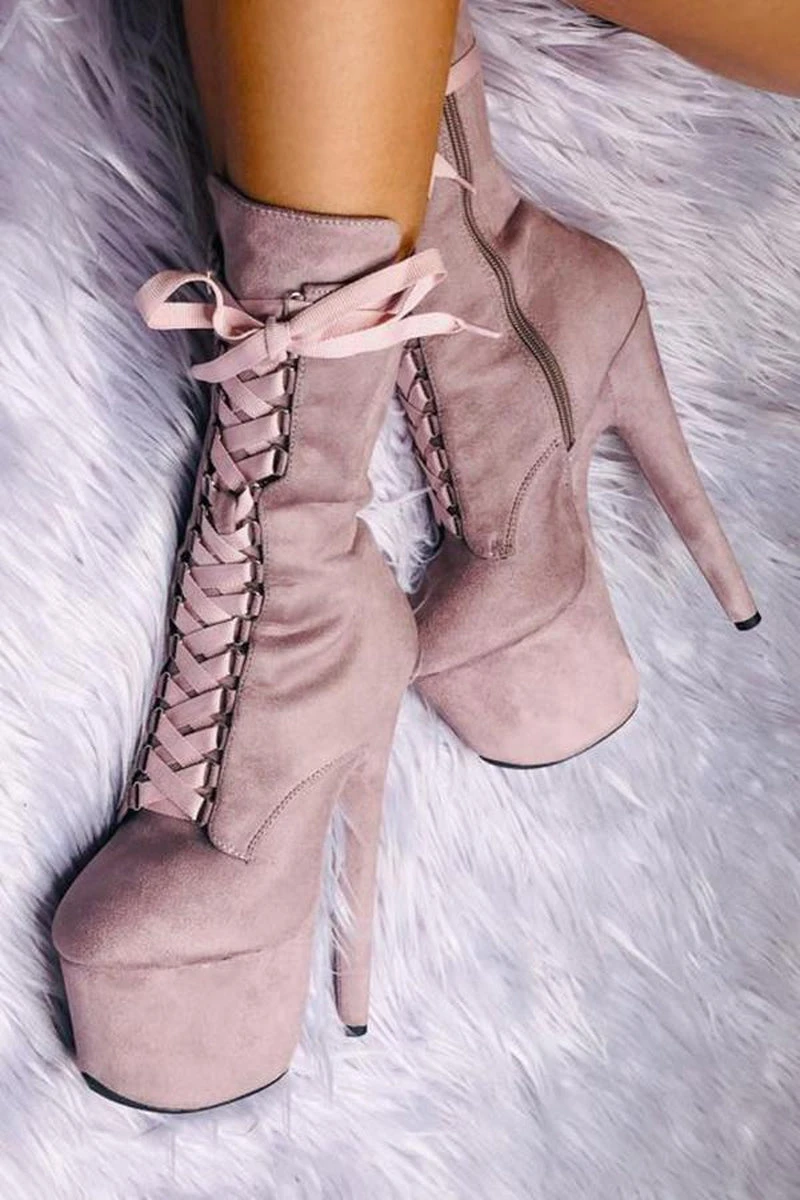 Hella Heels High BabyDoll 7inch Boots - Lilac Mink 3 Hella Heels High BabyDoll 7inch Boots - Lilac Mink