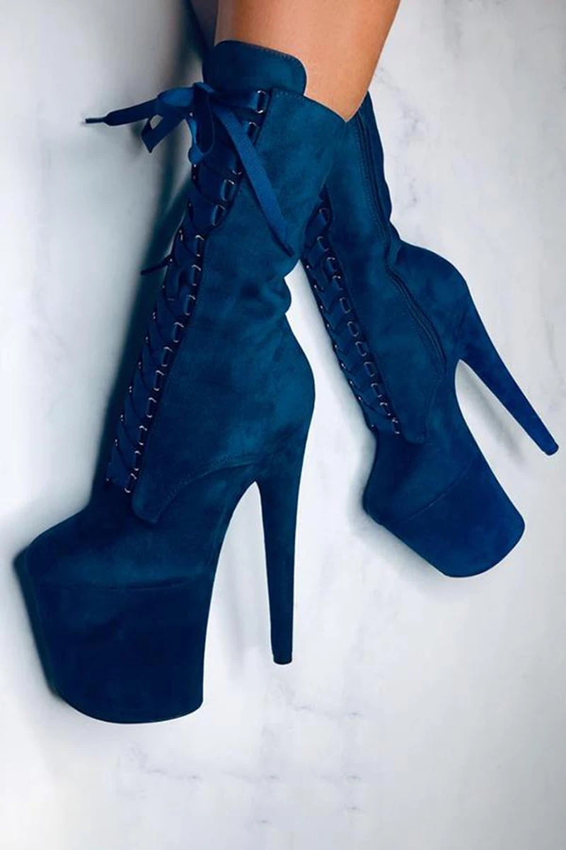 Hella Heels High BabyDoll 8inch Boots - Teal 3 Hella Heels High BabyDoll 8inch Boots - Teal