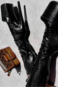 Hella Heels Cold Blooded Black Knee High Boots - 8inch -Radd Pole Wear Shop IMG 0319 0d6a8147 3d79 4526 aa06 a5218c79ee42