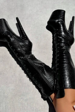 Hella Heels Cold Blooded Black Knee High Boots - 8inch -Radd Pole Wear Shop IMG 0332