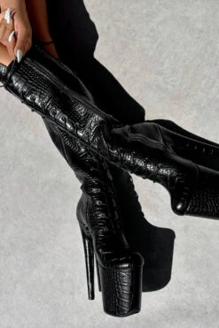 Hella Heels Cold Blooded Black Knee High Boots - 8inch -Radd Pole Wear Shop IMG 0347