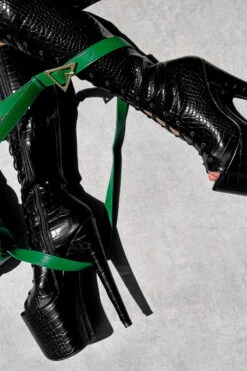 Hella Heels Cold Blooded Black Open Toe Knee High Boots - 8inch 10 Hella Heels Cold Blooded Black Open Toe Knee High Boots - 8inch -Radd Pole Wear Shop IMG 0375