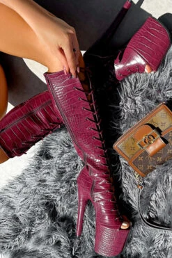 Hella Heels I Don't Bite Open Toe Knee High Boots - 8inch -Radd Pole Wear Shop IMG 0430 545135e9 1e02 42a2 b4a3 b6ffe61a3803