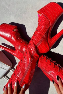 Hella Heels Out For Blood Open Toe Knee High Boots - 8inch 11 Hella Heels Out For Blood Open Toe Knee High Boots - 8inch -Radd Pole Wear Shop IMG 0491 1