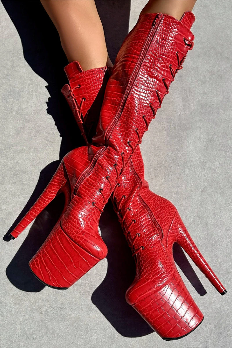 Hella Heels Out For Blood Knee High Boots - 8inch 3 Hella Heels Out For Blood Knee High Boots - 8inch