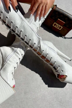 Hella Heels Ghosted Open Toe Knee High Boots - 8inch -Radd Pole Wear Shop IMG 0541