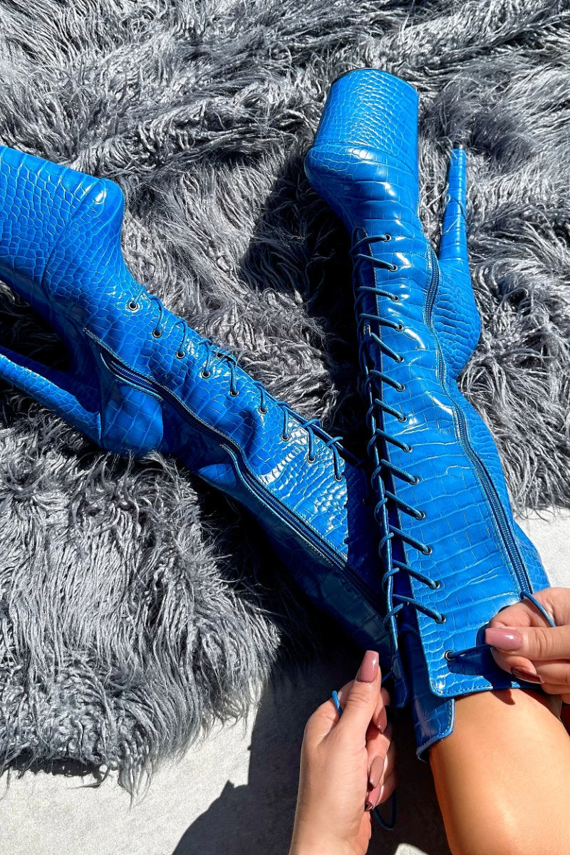 Hella Heels Electric Boa Knee High Boots - 8inch 6 Hella Heels Electric Boa Knee High Boots - 8inch - Image 4