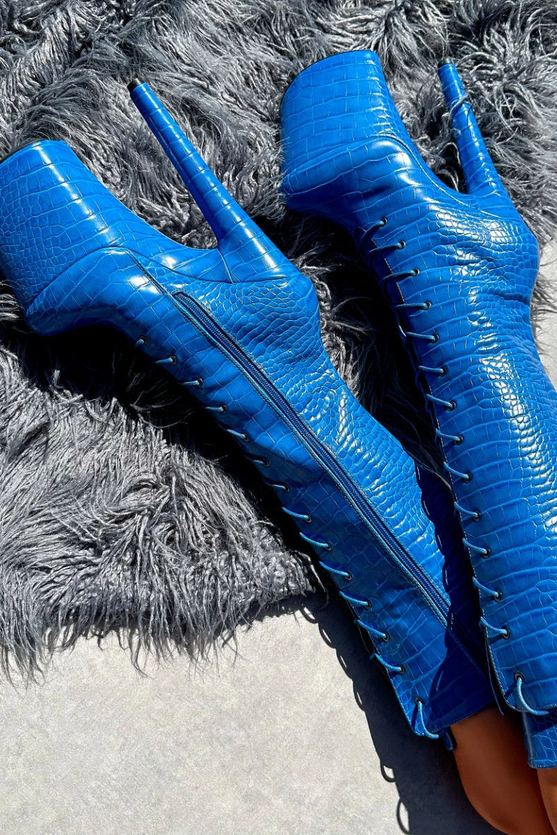 Hella Heels Electric Boa Knee High Boots - 8inch 7 Hella Heels Electric Boa Knee High Boots - 8inch - Image 5