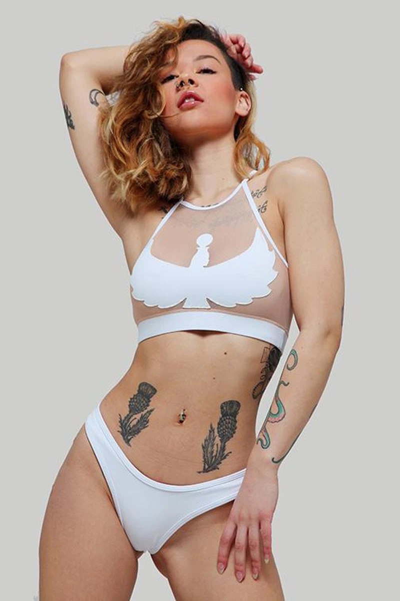 CXIX I S I S Halter Top - White With Sand Mesh 8 CXIX I S I S Halter Top - White With Sand Mesh - Image 6