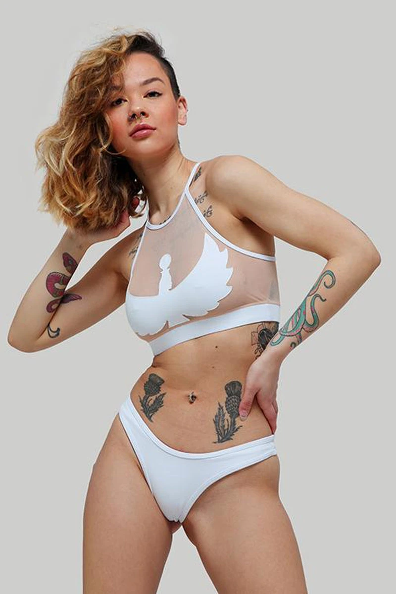 CXIX I S I S Halter Top - White With Sand Mesh 7 CXIX I S I S Halter Top - White With Sand Mesh - Image 5