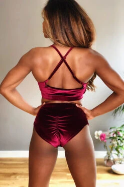 REV ACTIV High Waist Shorts - Wine Velvet -Radd Pole Wear Shop IMG 2058 92bf58a1 fdc7 4aa1 b3cd 53b2c8ec679b