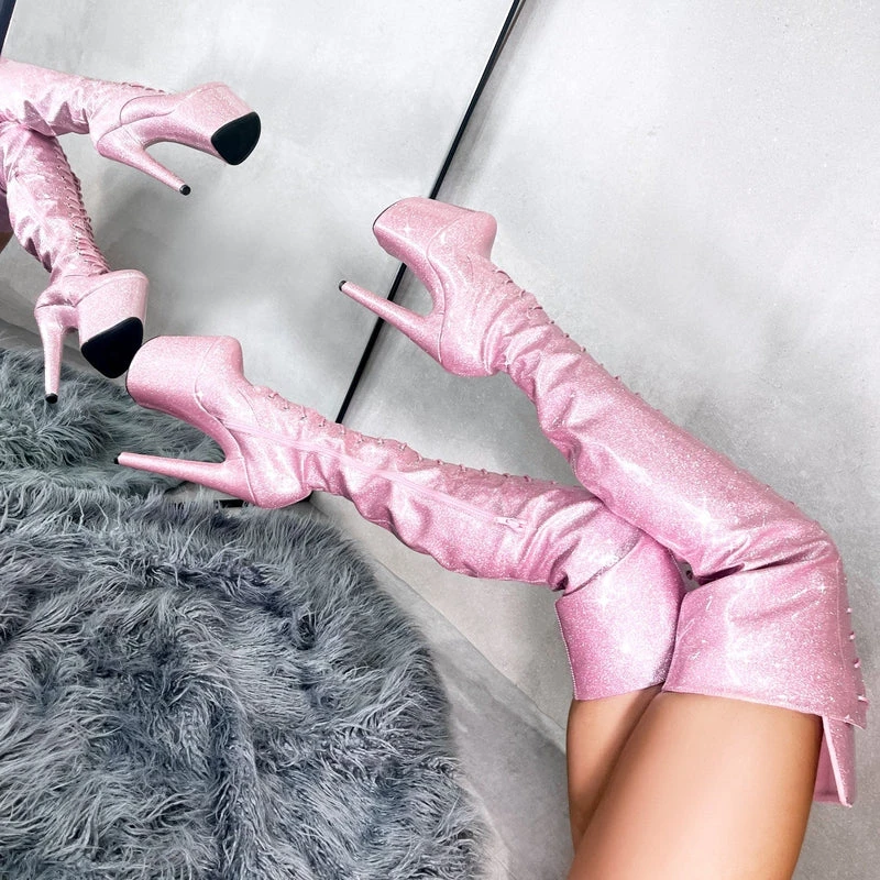 Hella Heels The Glitterati Thigh High 8inch Boots - Sugarbaby 6 Hella Heels The Glitterati Thigh High 8inch Boots - Sugarbaby - Image 4