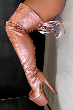 Hella Heels Thicc Thigh High 8inch Boots - Rose Gold 7 Hella Heels Thicc Thigh High 8inch Boots - Rose Gold -Radd Pole Wear Shop IMG 4389 1