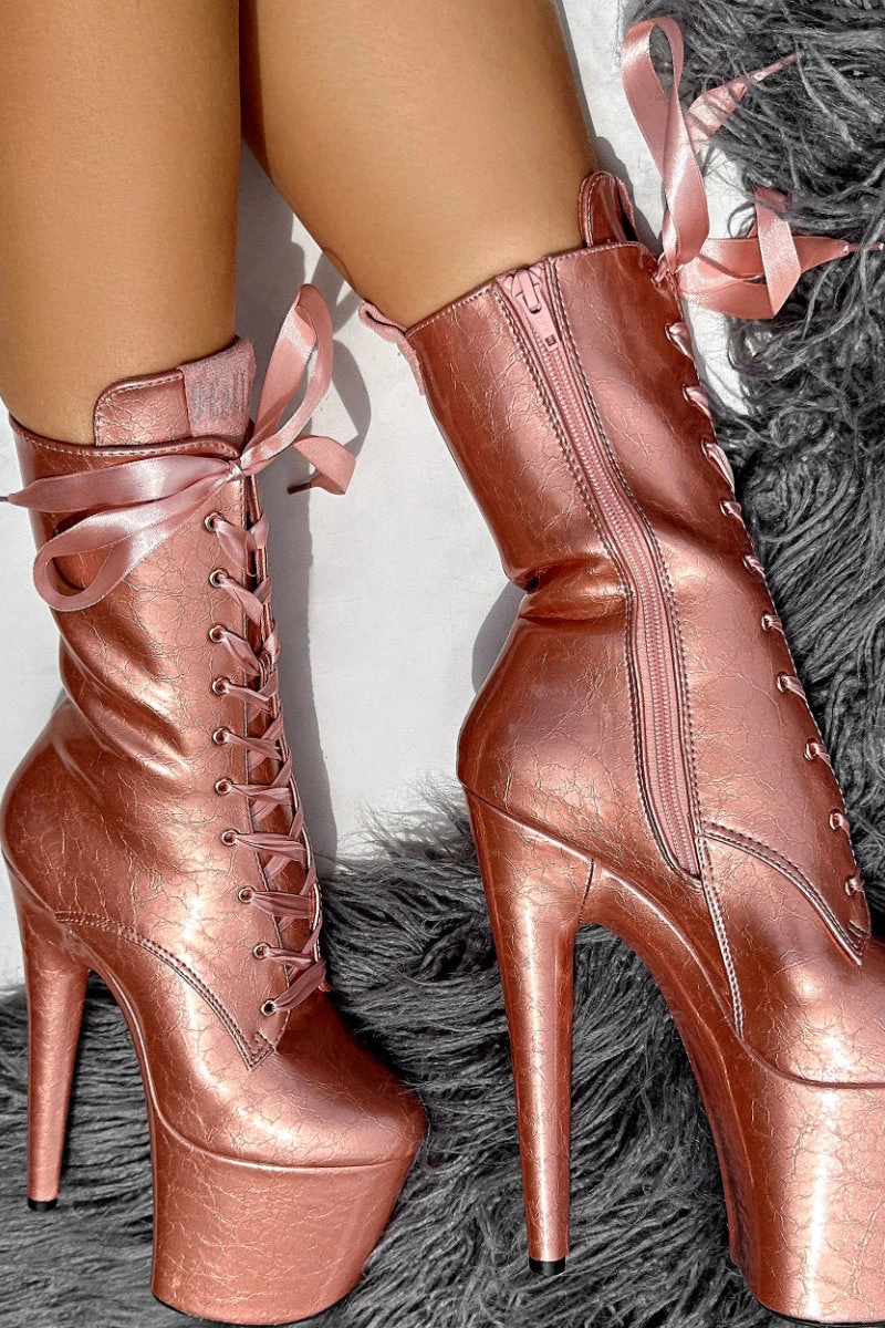 Hella Heels 8inch Ankle Boots - Rose Gold 3 Hella Heels 8inch Ankle Boots - Rose Gold