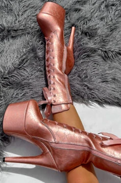 Hella Heels 7inch Ankle Boots - Rose Gold 7 Hella Heels 7inch Ankle Boots - Rose Gold -Radd Pole Wear Shop IMG 4745