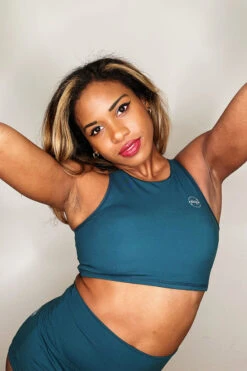 The Enviro Co. High Neck Crop Top - Blue Teal 11 The Enviro Co. High Neck Crop Top - Blue Teal -Radd Pole Wear Shop IMG 6681