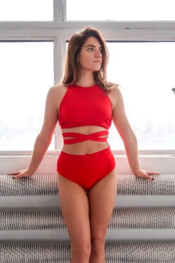 REV ACTIV Second Skin High Waist Shorts - Red -Radd Pole Wear Shop IMG 7755 1 e91934ab 9577 4c3c 8f95 27af9d2087d6