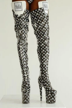 Hella Heels Branded Thigh High 8inch Boots - Black 23 Hella Heels Branded Thigh High 8inch Boots - Black -Radd Pole Wear Shop IMG 7802 Edit