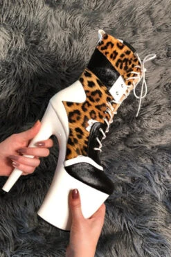 Hella Heels EmpireKicks 8inch Boots - White 12 Hella Heels EmpireKicks 8inch Boots - White -Radd Pole Wear Shop KicksWhiteLeopard8inch1 1