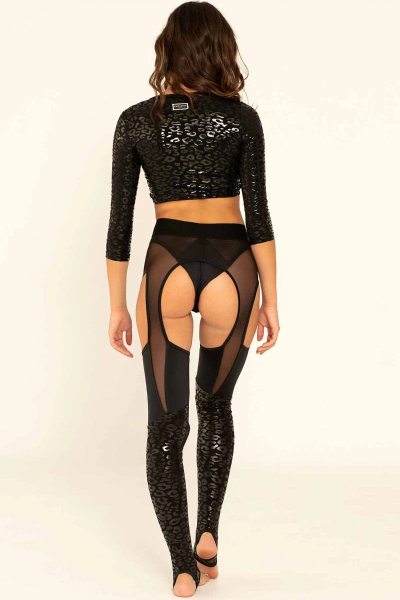 Paradise Chick Superhero Series Sticky Garter Leggings - Black Leopard 4 Paradise Chick Superhero Series Sticky Garter Leggings - Black Leopard - Image 2