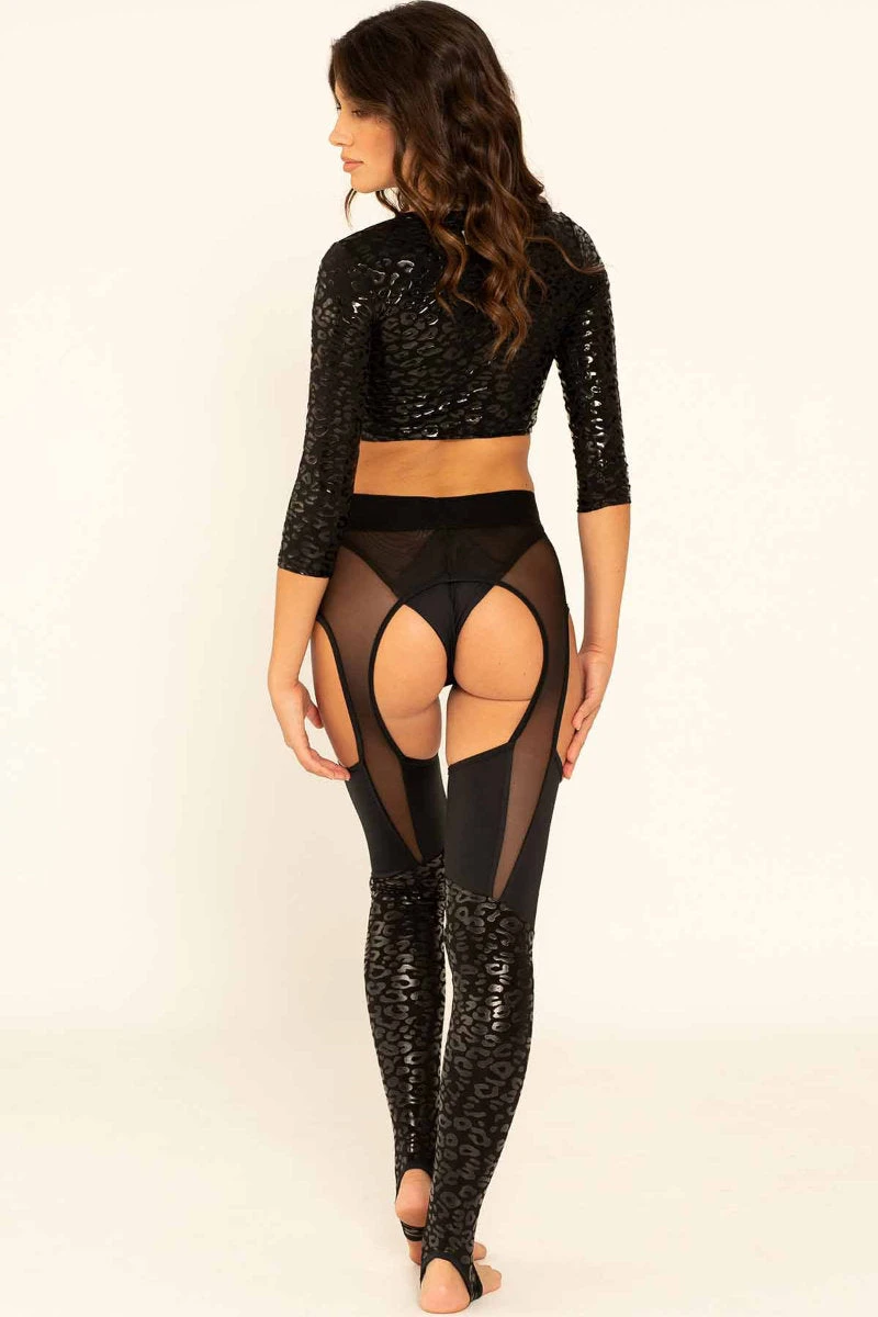 Paradise Chick Superhero Series Sticky Garter Leggings - Black Leopard 6 Paradise Chick Superhero Series Sticky Garter Leggings - Black Leopard - Image 4