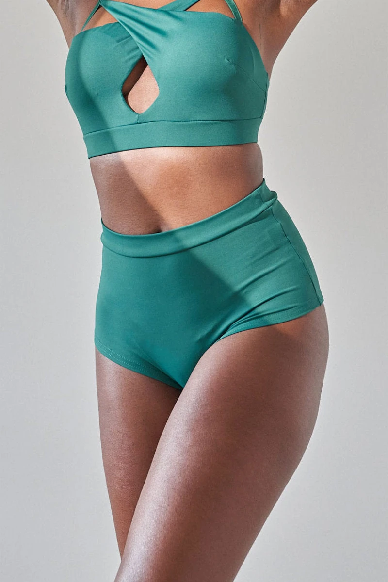 Lunalae High Waist Shorts - Recycled Emerald 3 Lunalae High Waist Shorts - Recycled Emerald