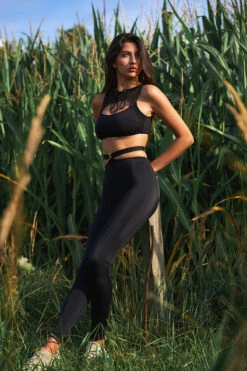 Hamade Activewear Lace Up High Neck Top - Black -Radd Pole Wear Shop MCC9578 1e