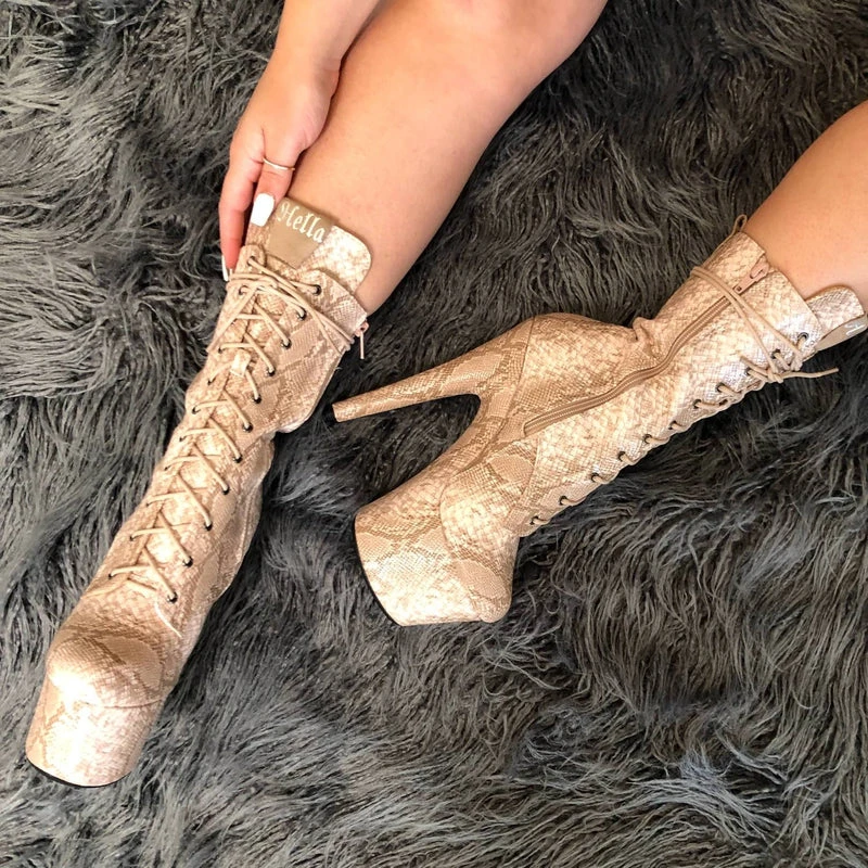 Hella Heels Milksnake Boots - 7inch 5 Hella Heels Milksnake Boots - 7inch - Image 3