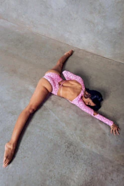 CXIX 119 Plunge Bodysuit - Pink Print 16 CXIX 119 Plunge Bodysuit - Pink Print -Radd Pole Wear Shop Monogram Bodysuit Pink Dance Fashion 1