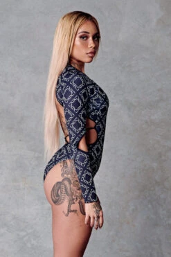 CXIX 119 Plunge Bodysuit - Black Print 11 CXIX 119 Plunge Bodysuit - Black Print -Radd Pole Wear Shop Monogram CXIX Bodysuit 119 streetwear fashion polewear